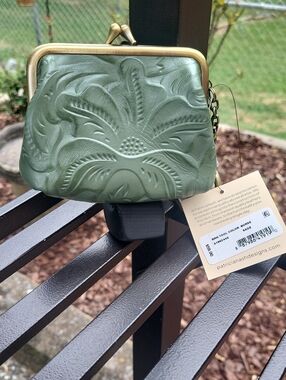 Patricia Nash Sage Embossed Leather Coin Purse